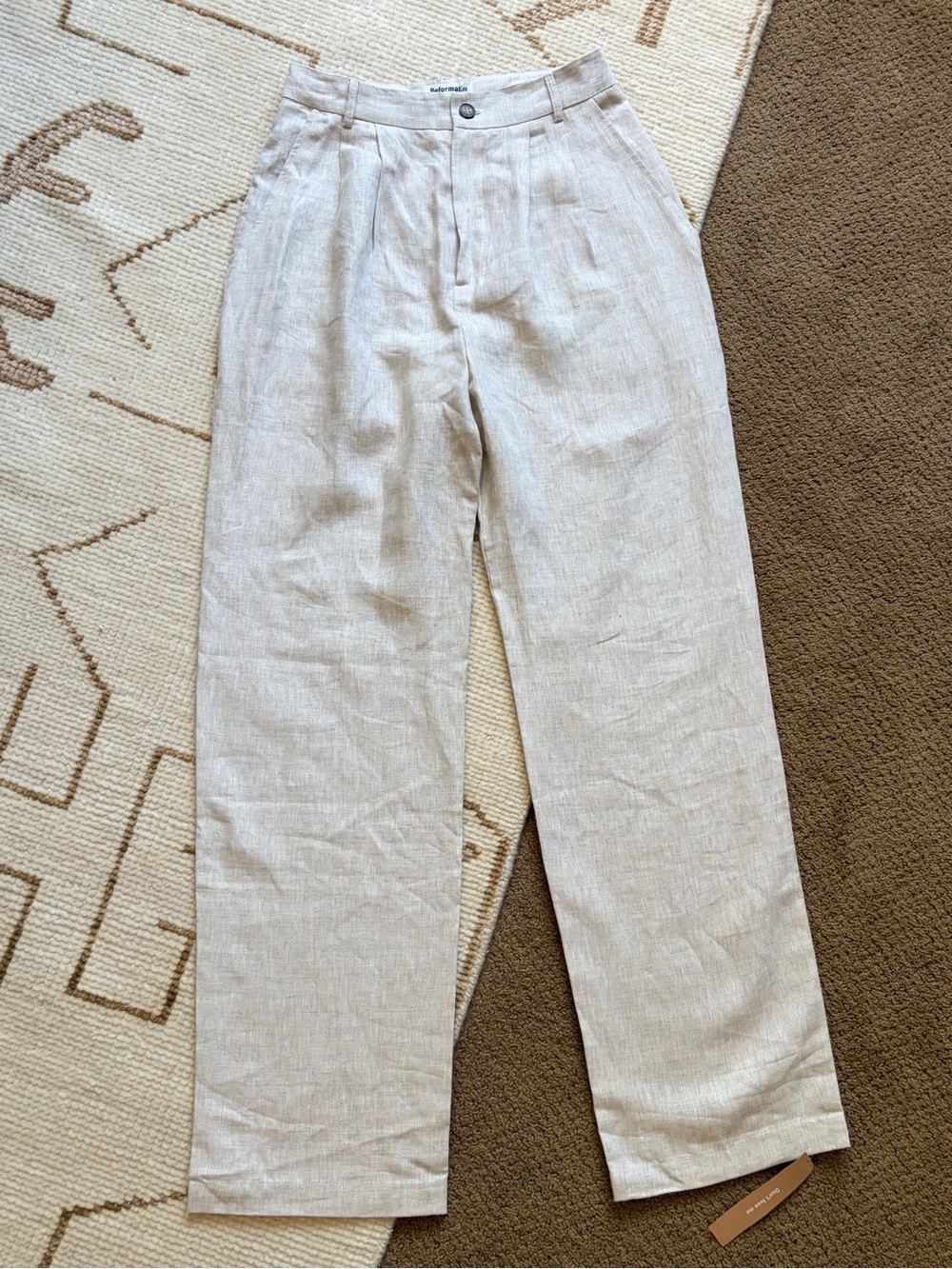Reformation NWT Mason Trouser Pant Linen Oatmeal 6